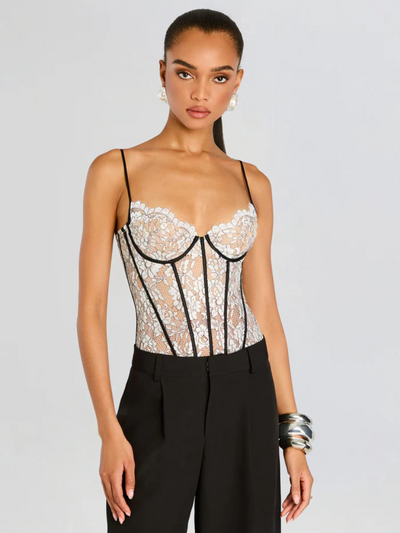 Lovisa Corset Bodysuit Black/White