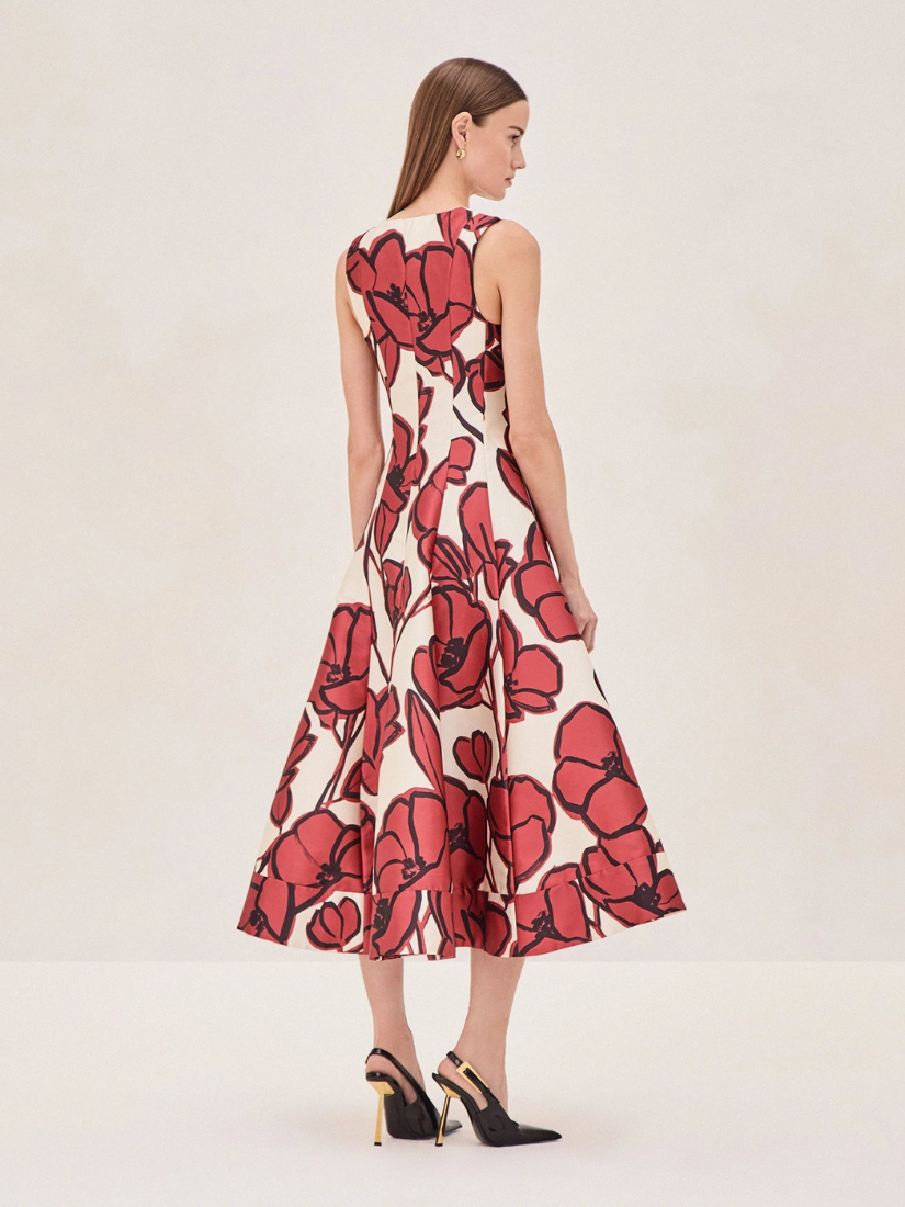 Lazaro Midi Dress Rust Petal