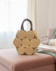 Romy Disc Raffia Straw Handbag with Wooden Bead Handles