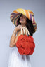 Romy Disc Raffia Straw Handbag with Wooden Bead Handles
