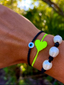 Evil Eye Braided Bead Bracelet: Silver