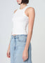Daisy Ribbed Tank Top White