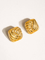 Thel 18K Gold Non-Tarnish Wavy Square Studs: Yellow Gold
