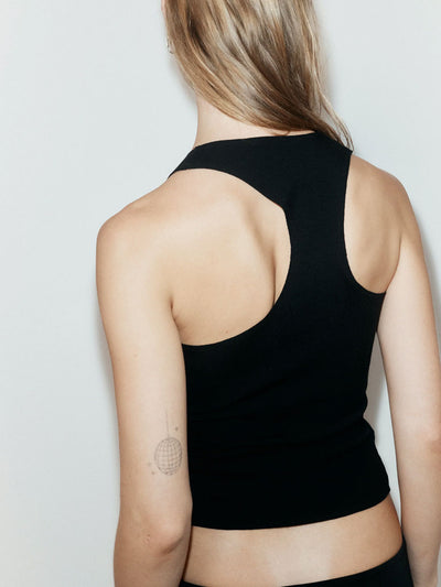 Asymmetric Racer Slip Top Black