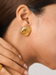 Thel 18K Gold Non-Tarnish Wavy Square Studs: Yellow Gold