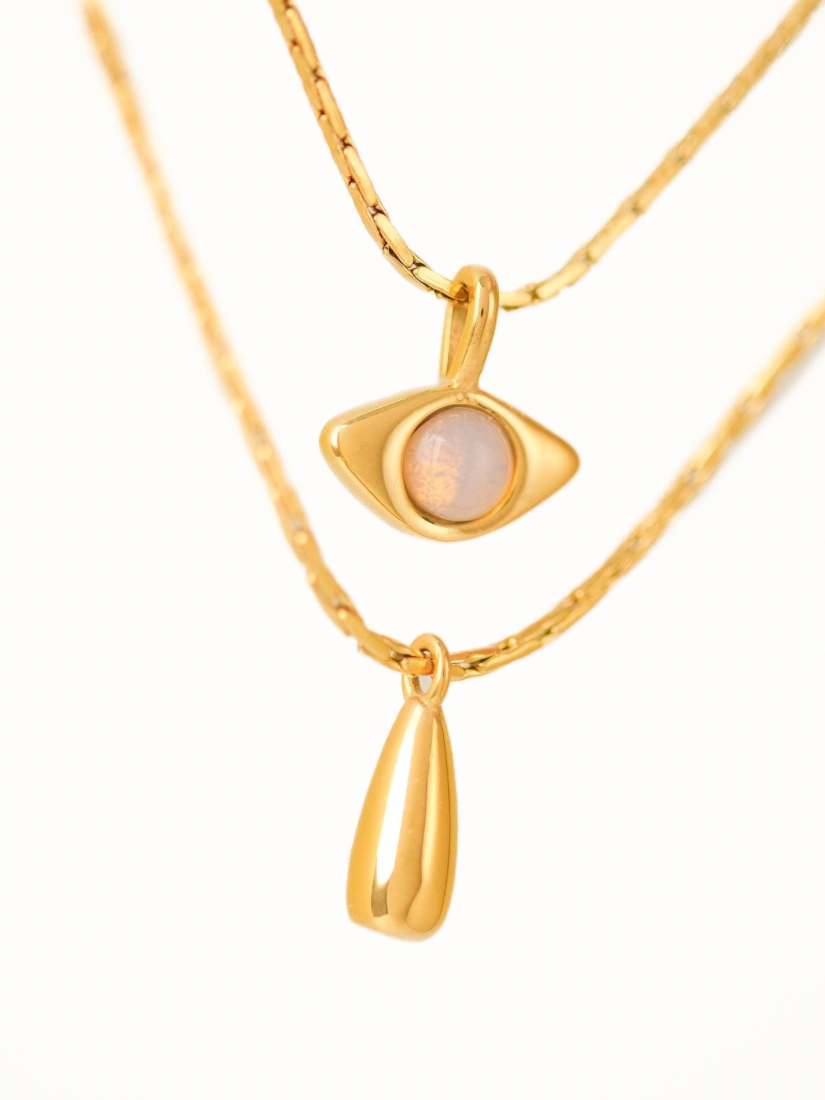 Nova 18K Layered Eye Necklace Yellow Gold