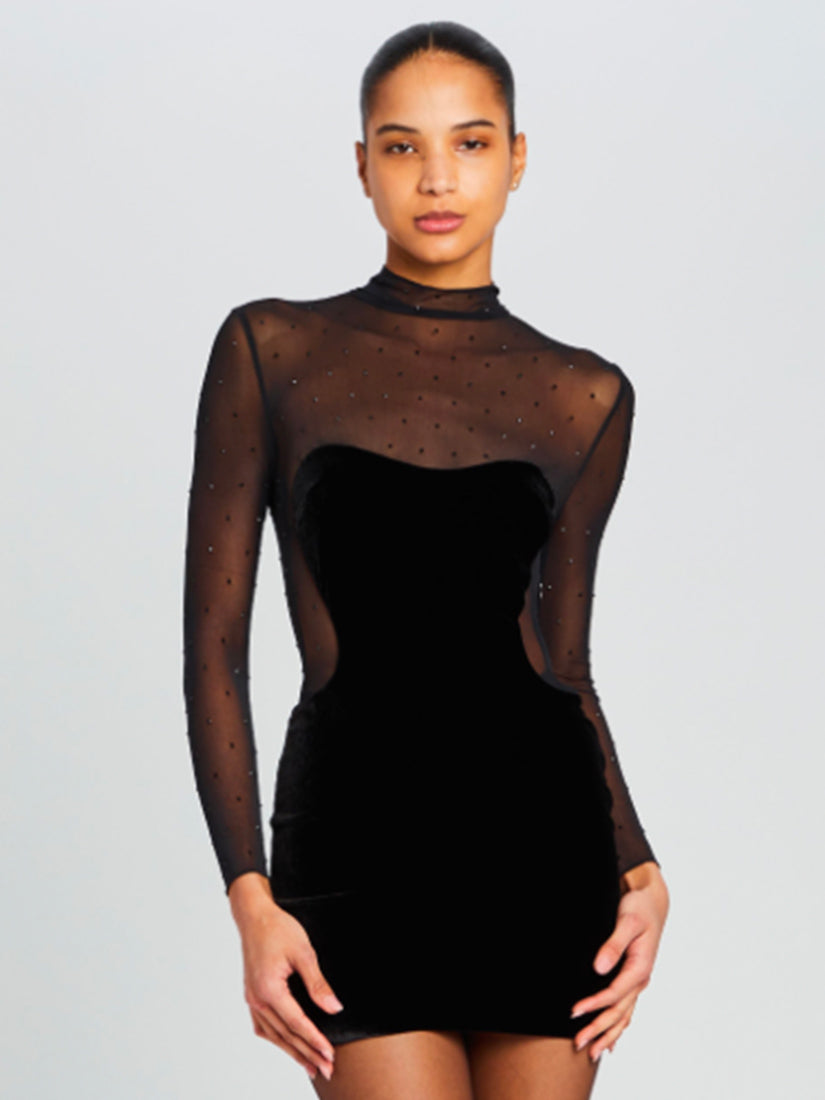 Delmer Velvet Dress Black