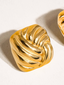 Thel 18K Gold Non-Tarnish Wavy Square Studs: Yellow Gold