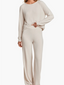 Cozychic Ultralite Jersey Roll Pullover & Wide Leg Pant Set Sand Dune