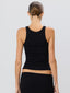 High Neck Fitted Tank Black