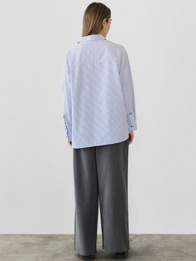 The Lark Top | Oversized Striped Oxford Shirt: BLUE-WHITE / SMALL