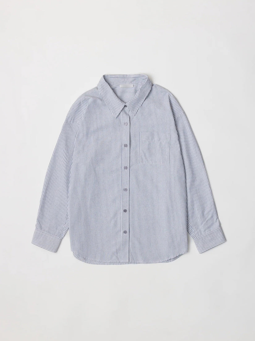 The Lark Top | Oversized Striped Oxford Shirt: BLUE-WHITE / SMALL