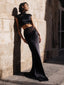 Lila Satin Skirt Black