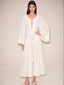 Morocco Knot Emb Kaftan Ivory
