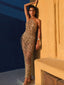 Akira Shell Mermaid Midi Dress Bronze