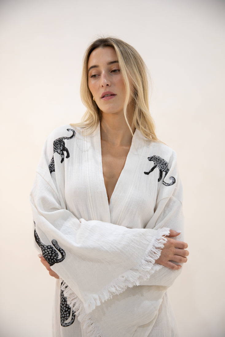 Boho Tiger Long Kaftan Kimono