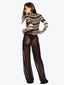 Sheer Palazzo Pant Black Eco Knit