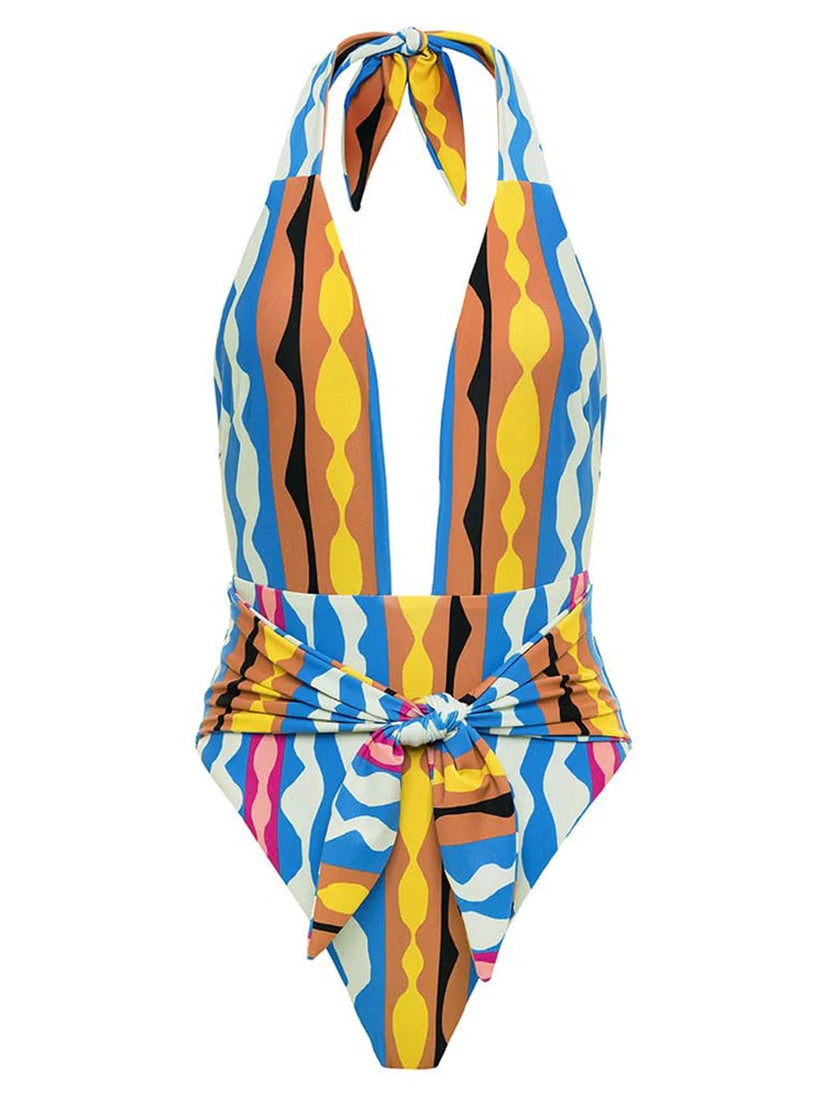 Tropez Tie Up One Piece Abstract