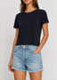 Cotton Modal Slub Crew Tee Black