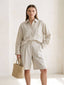 Shirt and Bermuda Linen Set Beige