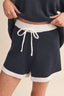 Knitted Collar Contrast Edge Set Navy