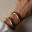 Editorial Wave Cuff Bangle Bracelet-14K Gold PVD- Recycled 