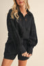 Eyelet Bishop Sleeve Shirt and Short Set Black