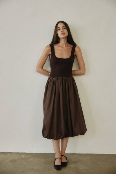 The Bella Bubble Dress Brown