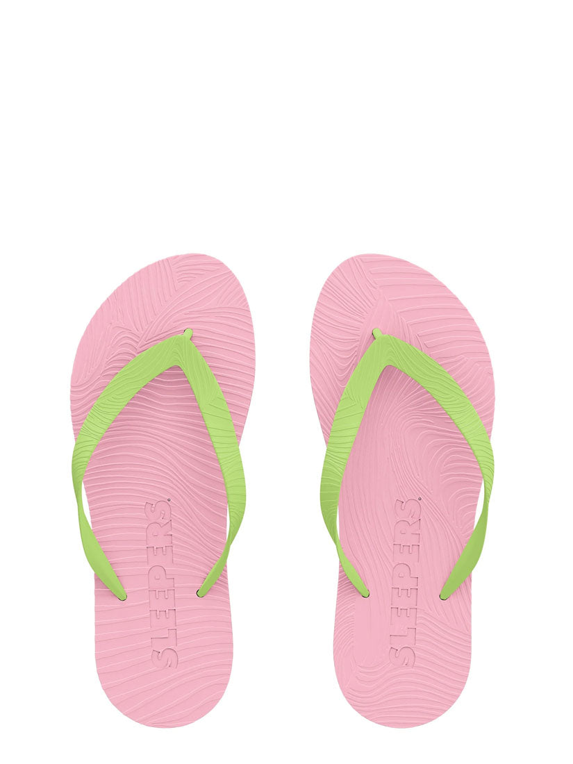 Slim Wide Strap Sandal Pink Green