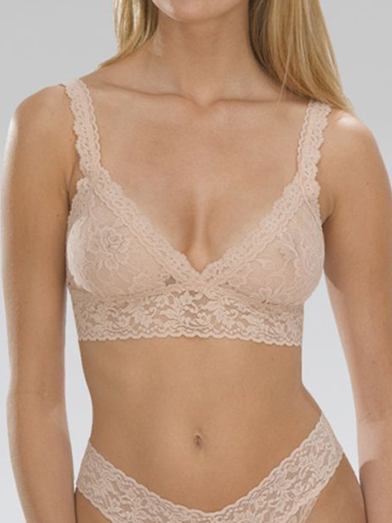 Signature Lace Padded Crossover Bralette Chai