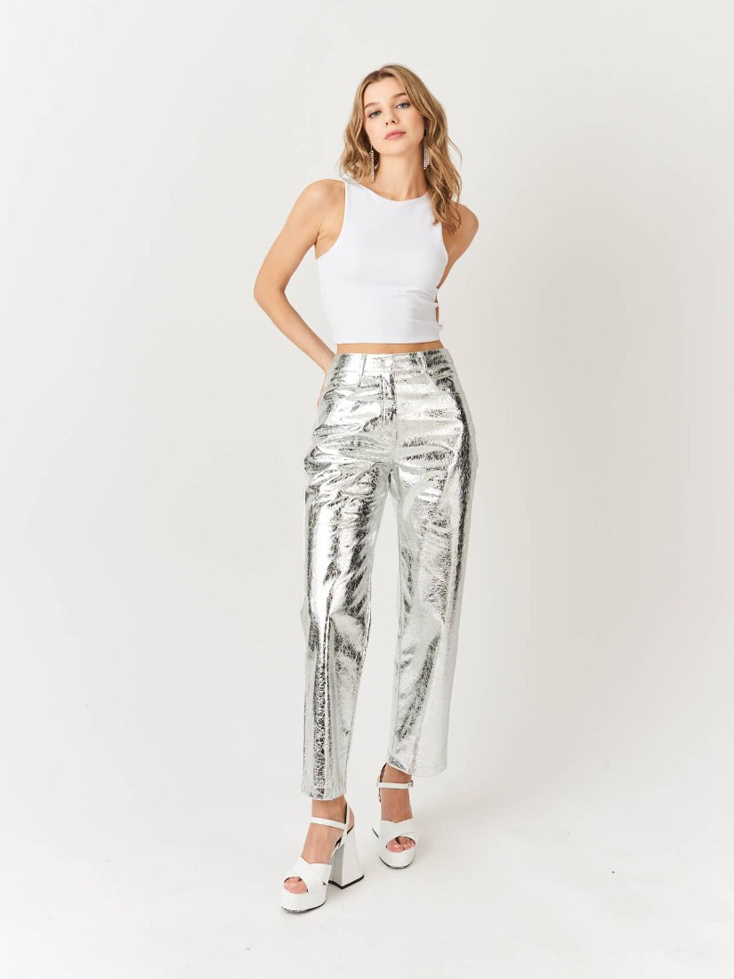 Lupe Metallic Pants Silver