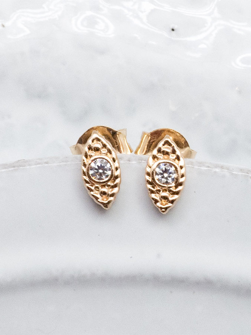 Gold Platted Oval Stud Earring