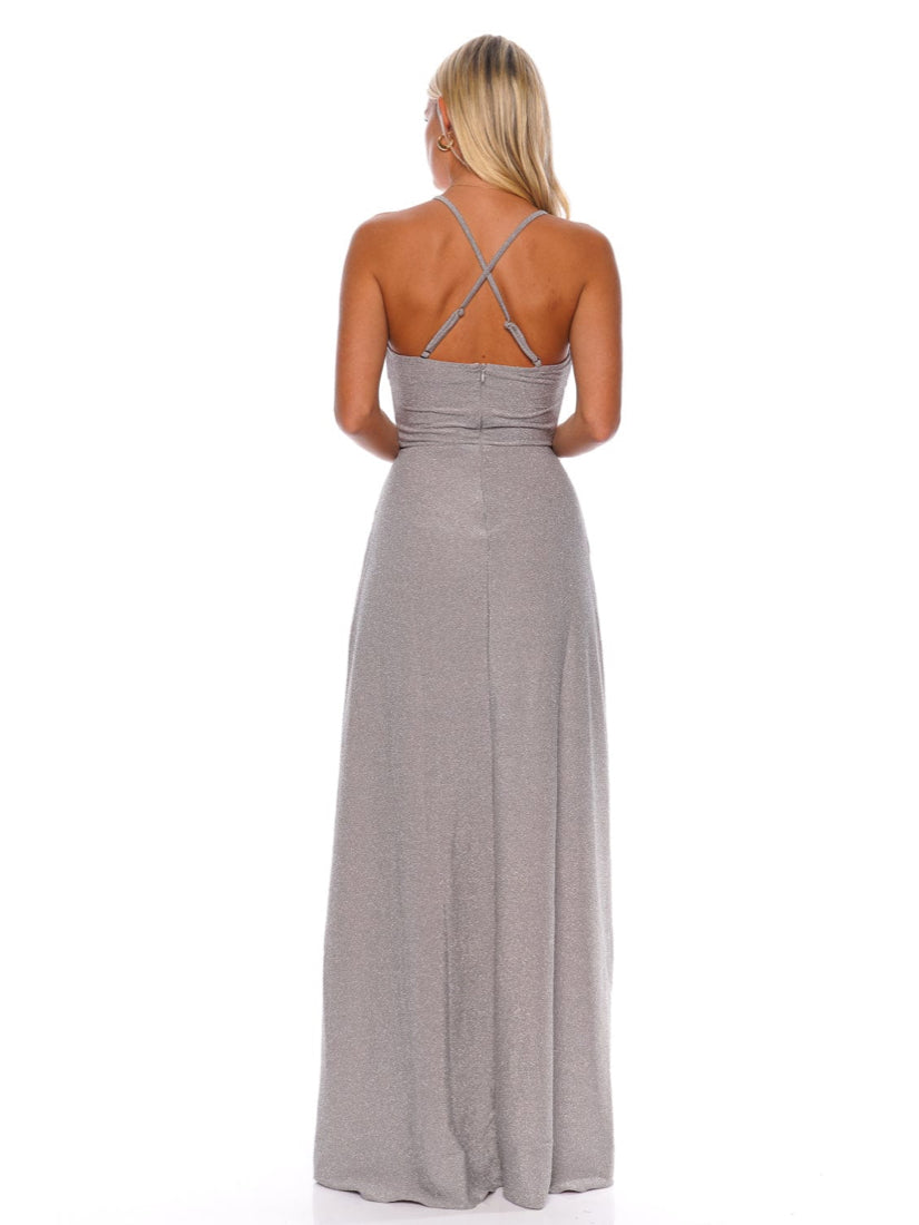 Lurex Lace Up Maxi Silver