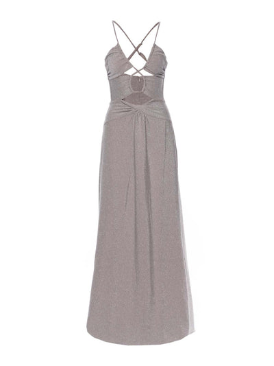 Lurex Lace Up Maxi Silver