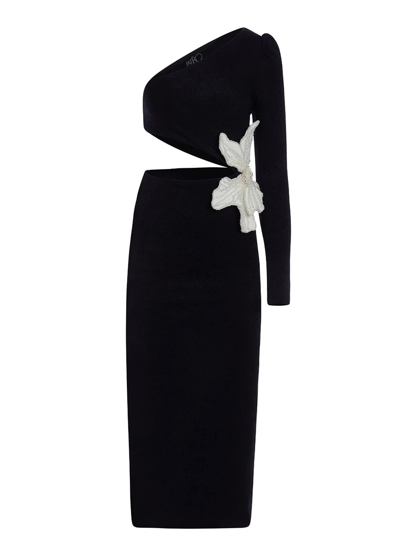 One Shoulder Maxi Dress Black