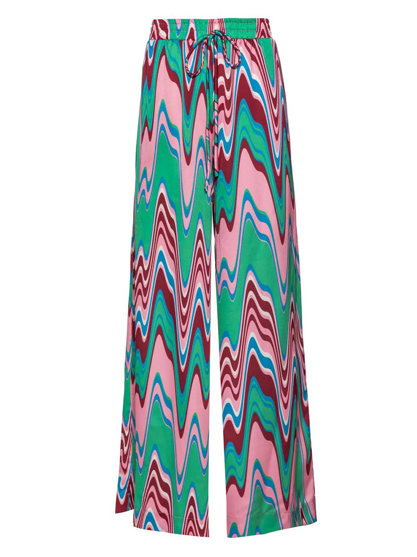 Wave Wide Leg Pant Green Multi