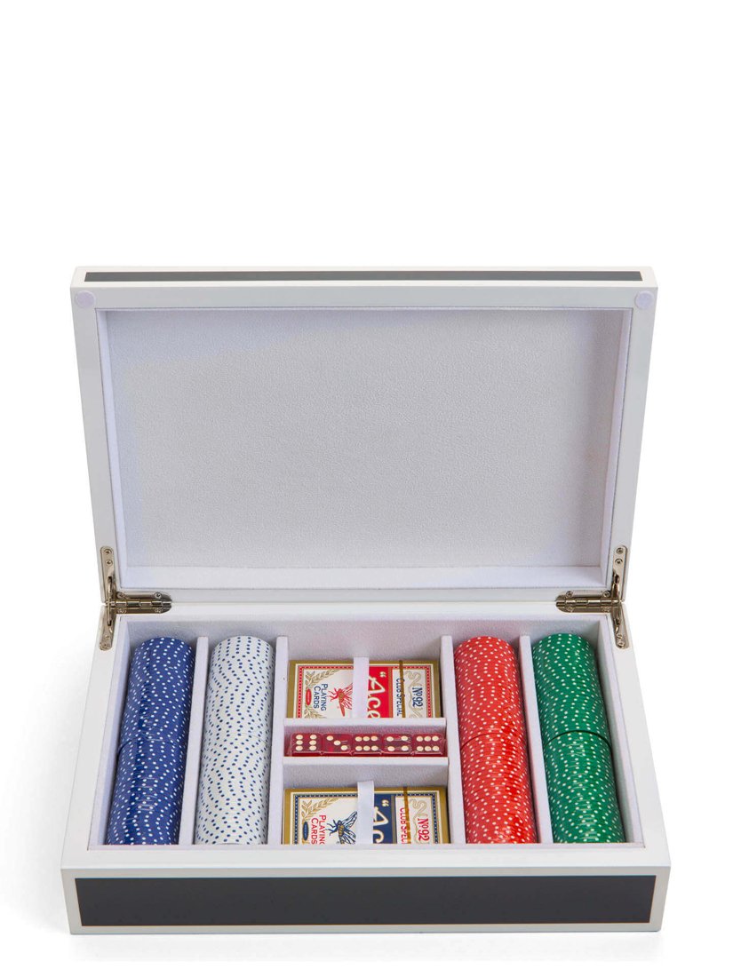 Lacquer Poker Set Grey and White