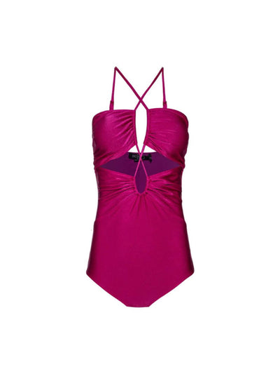 Lace-up One Piece Swimsuit Magenta