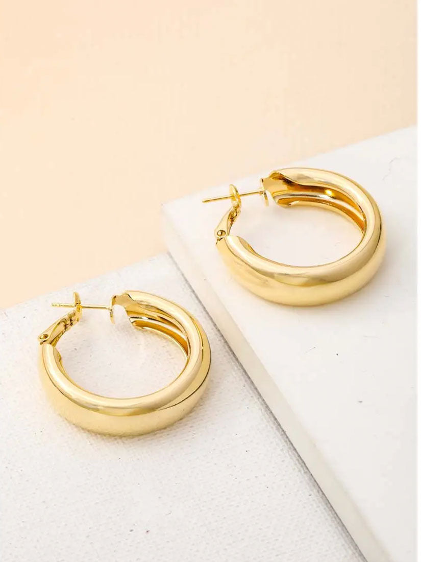 Mini Hoop Latch Earrings Gold